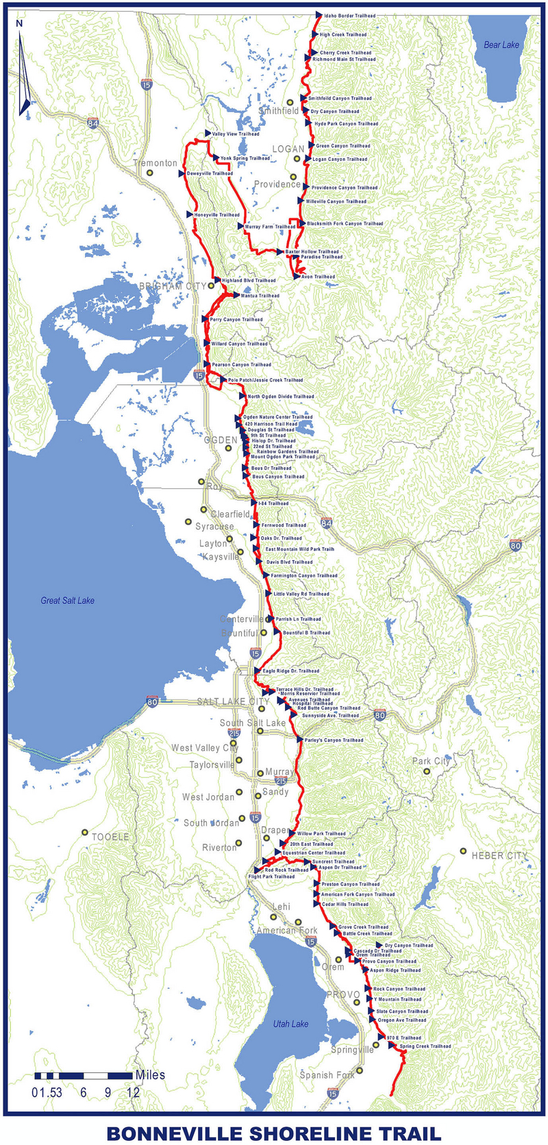 "Full map of the proposed Bonneville Shoreline Trail"