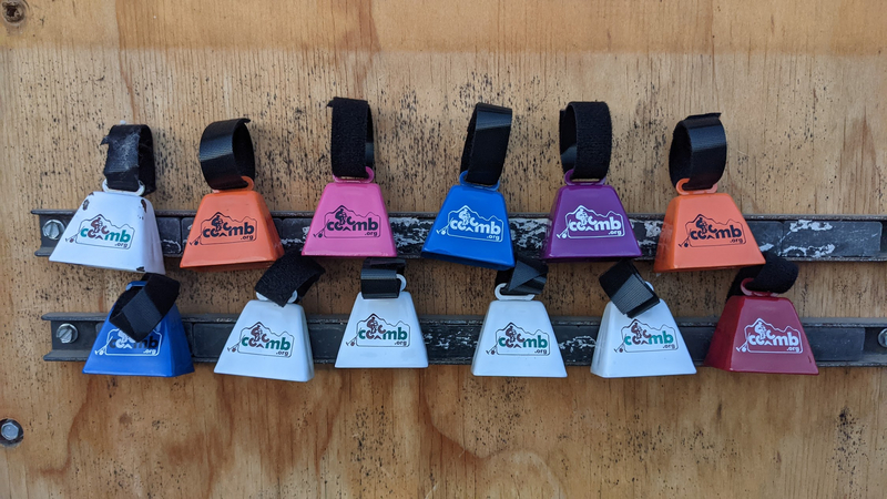"Bells available to riders at the trailhead. Photo courtesy of CCCMB."