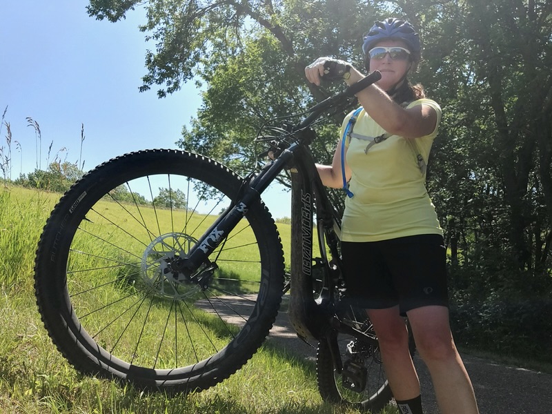 "Jean Chesterman with her Specialized eMTB"