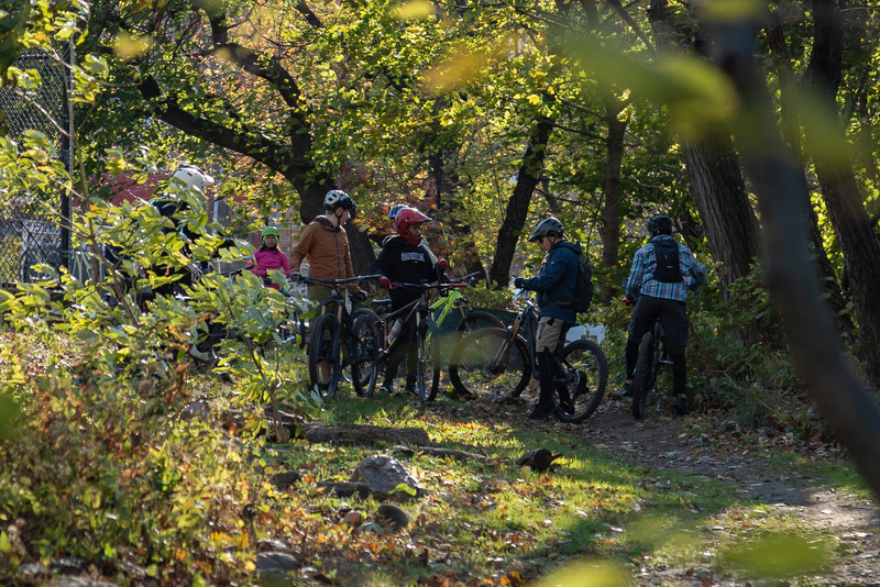 "Riders gather at the trail head in Highbridge"