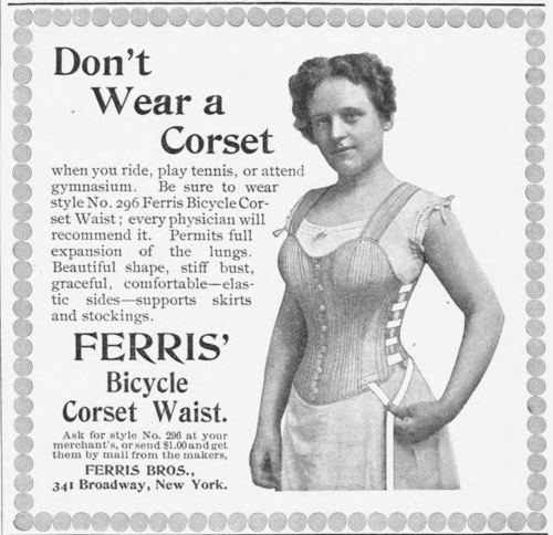 "An ad for a bicycle corset waist from an 1896 issue of The Ladies' Home Journal "