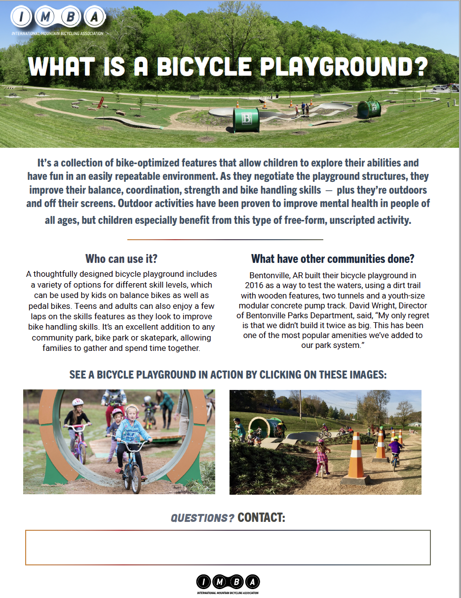 Image of a pdf explaining bicycle playgrounds