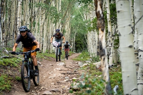 Mountain bikers riding on long distance trails