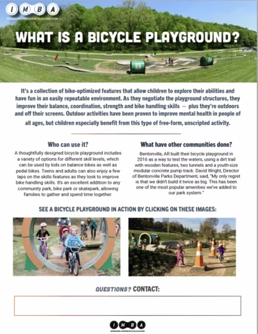 Image of a pdf explaining bicycle playgrounds